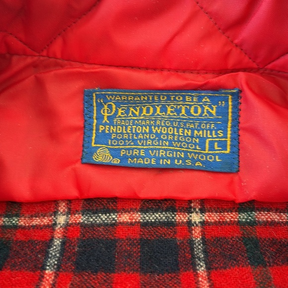 Vintage Men’s Pendleton plaid shirt, 100% wool, red/navy, front pocket, size L - Picture 1 of 5